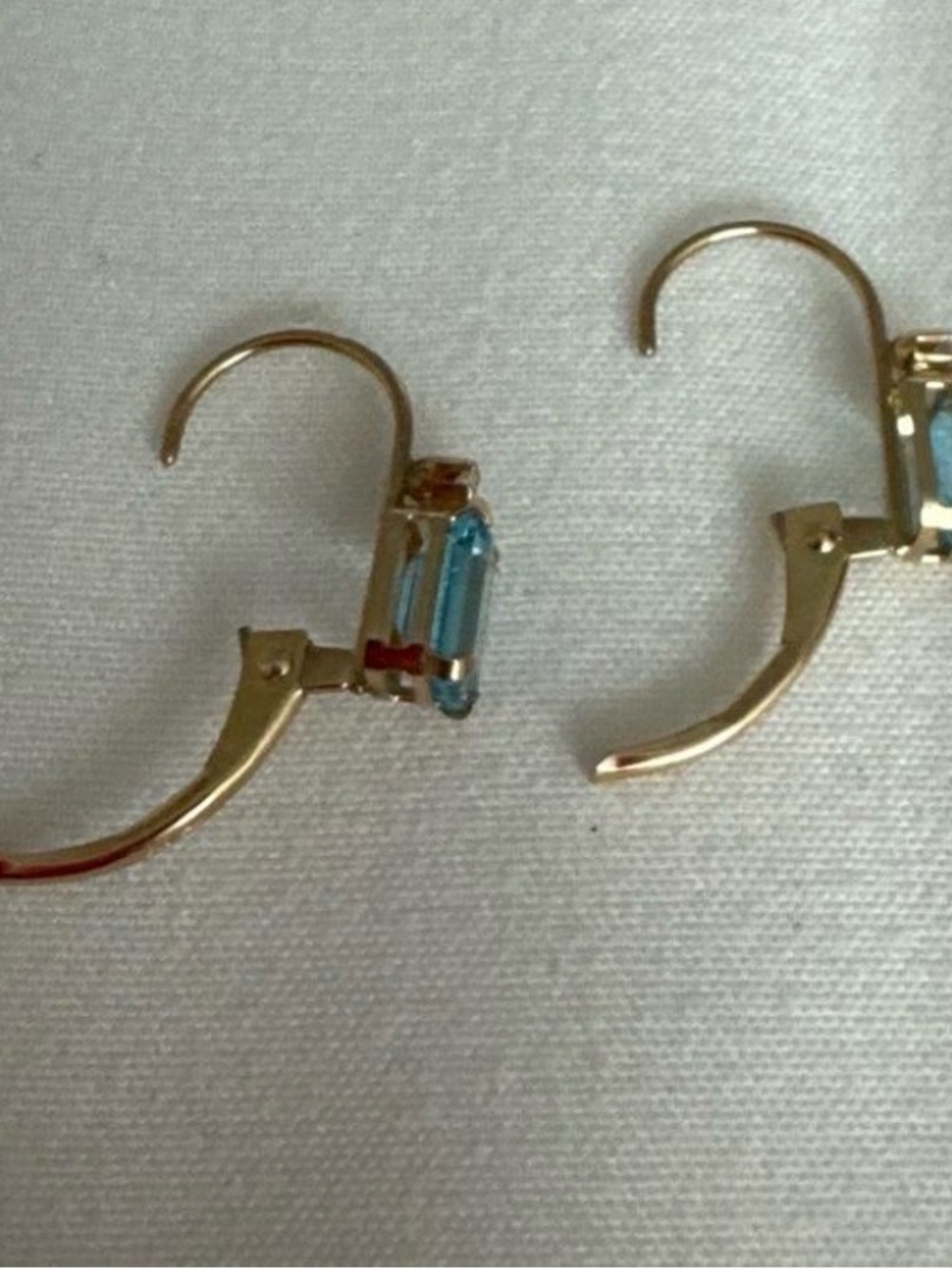 14k Gold Hoop Earrings with Blue Gemstone